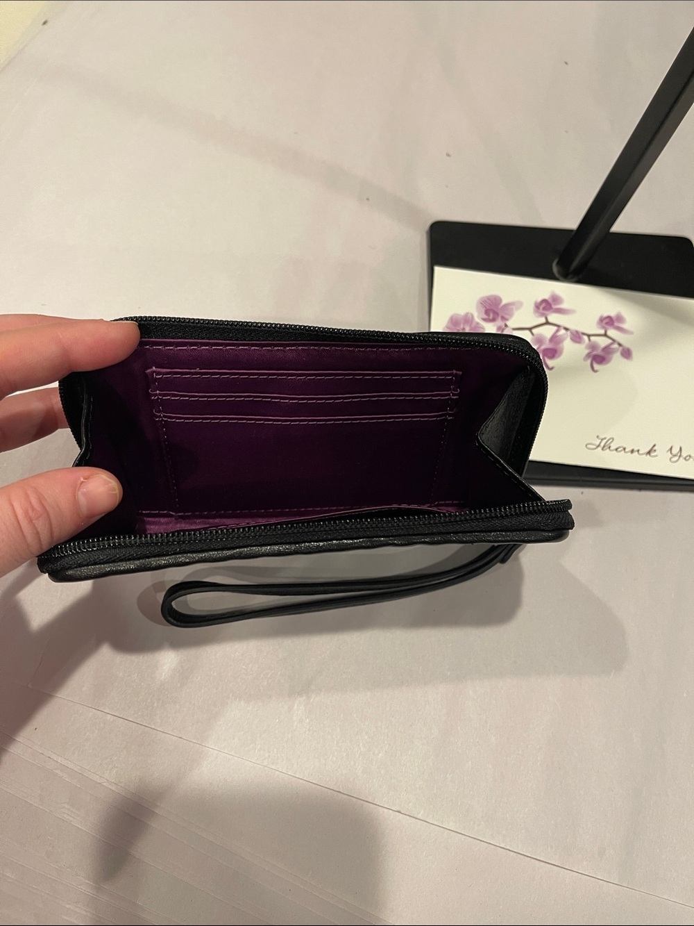 COACH Madison Gathered Twist Pleated Black Leather Clutch Wristlet - Picture 4 of 6